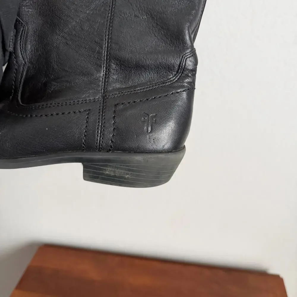 Frye Girls Billy Pull On Boots Black Leather Girls Youth 4 Womens 5.5/6